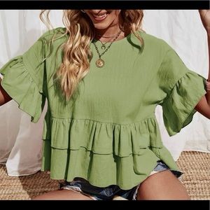 Shein Flounce Sleeve Layered Blouse